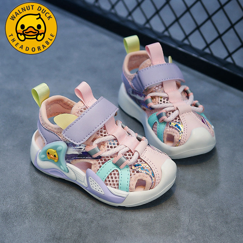 ™Walnut Duck - Resistant Green & White Breathable Mesh Toddler Sandals