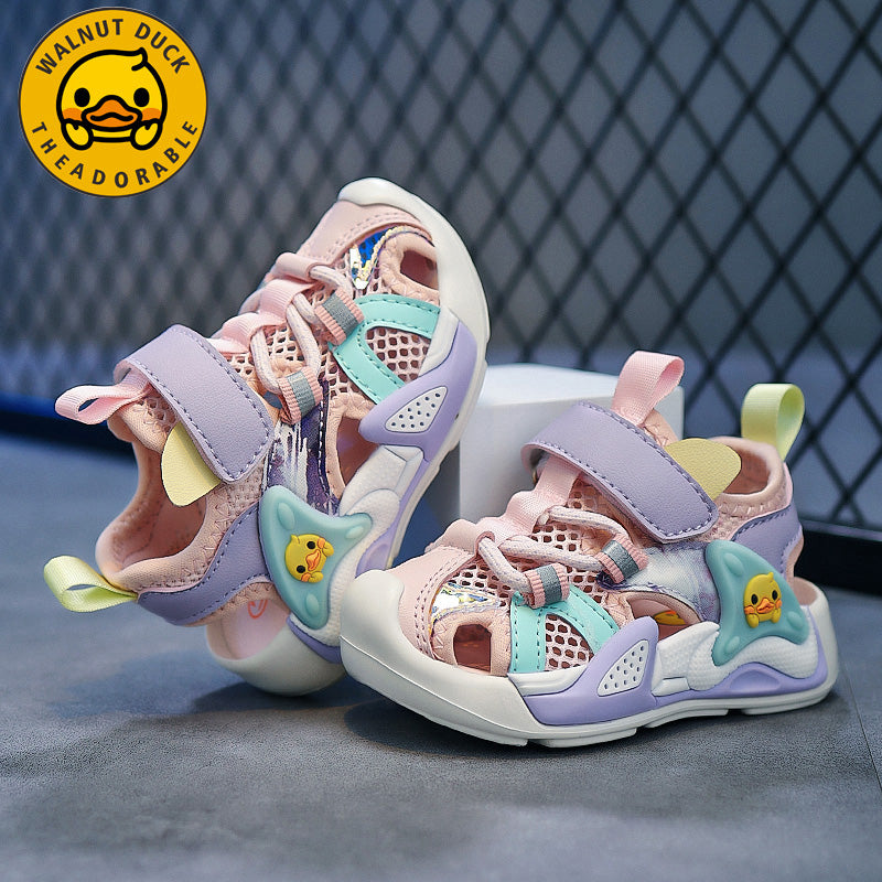 ™Walnut Duck - Resistant Green & White Breathable Mesh Toddler Sandals
