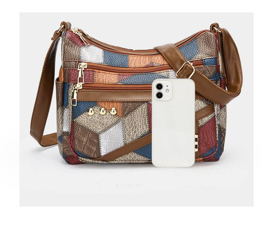 Color-Blocked Spacious Women's Handbag