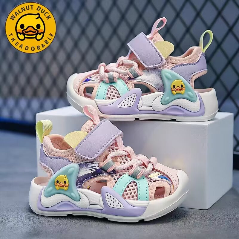 ™Walnut Duck - Resistant Green & White Breathable Mesh Toddler Sandals