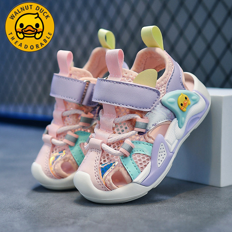 ™Walnut Duck‌ - Resistant Green & White Breathable Mesh Toddler Sandals