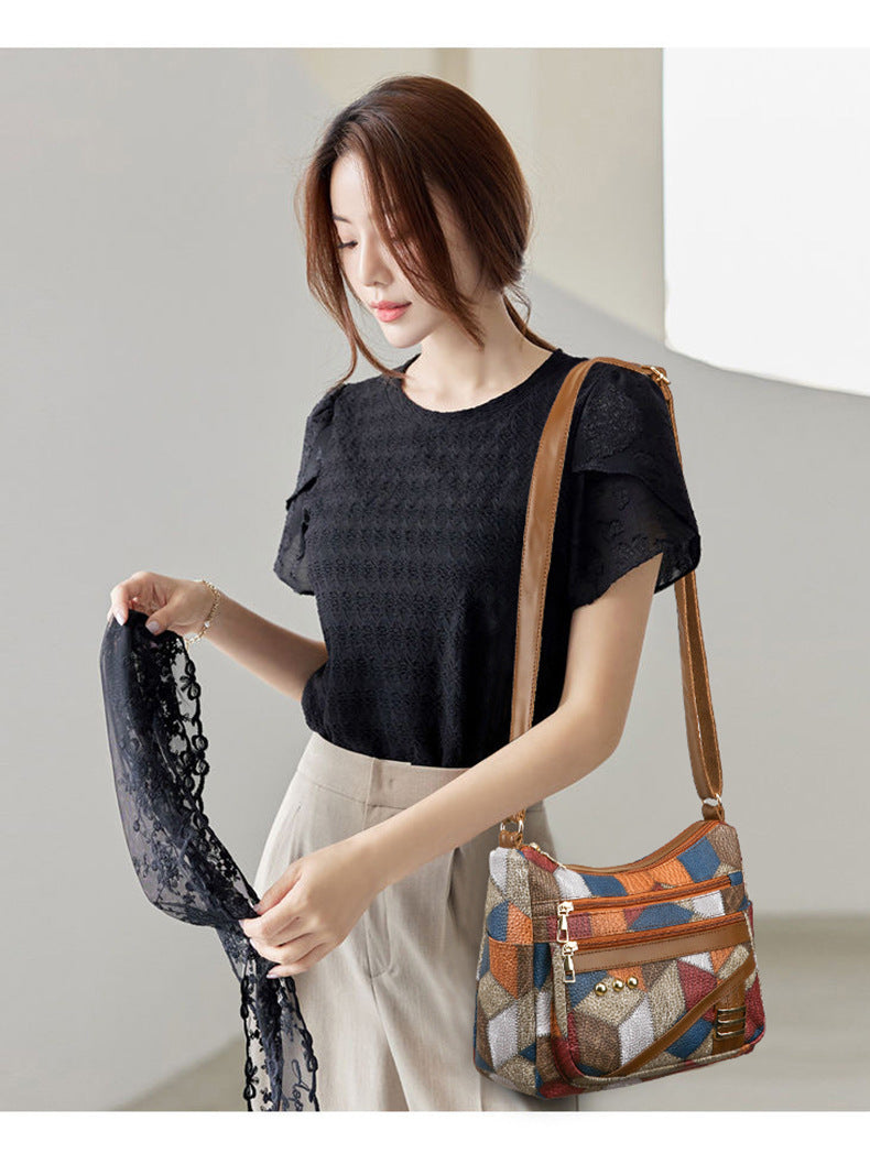 Color-Blocked Spacious Women's Handbag