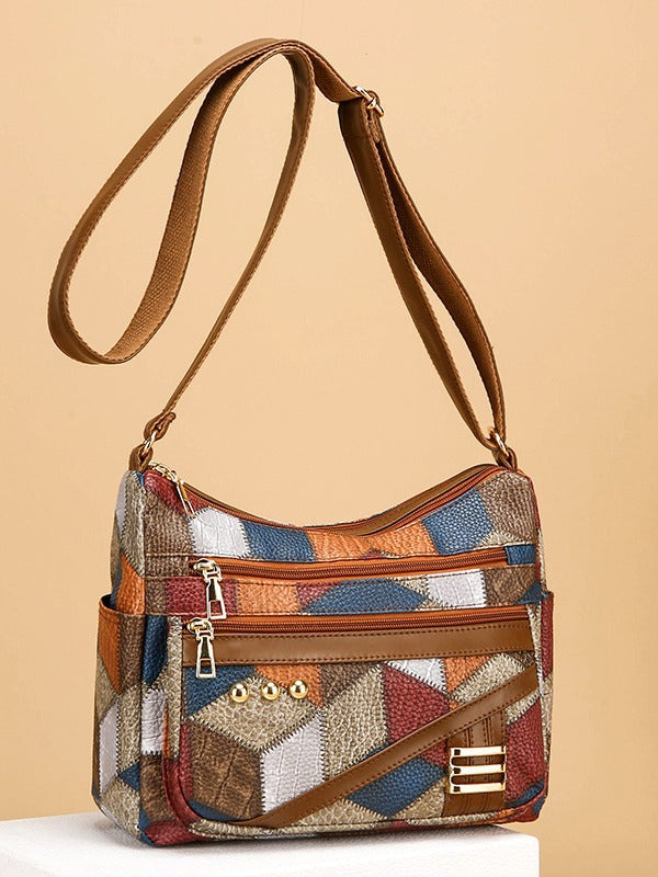 Color-Blocked Spacious Women's Handbag