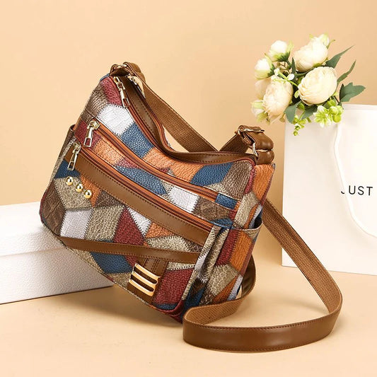 Color-Blocked Spacious Women's Handbag