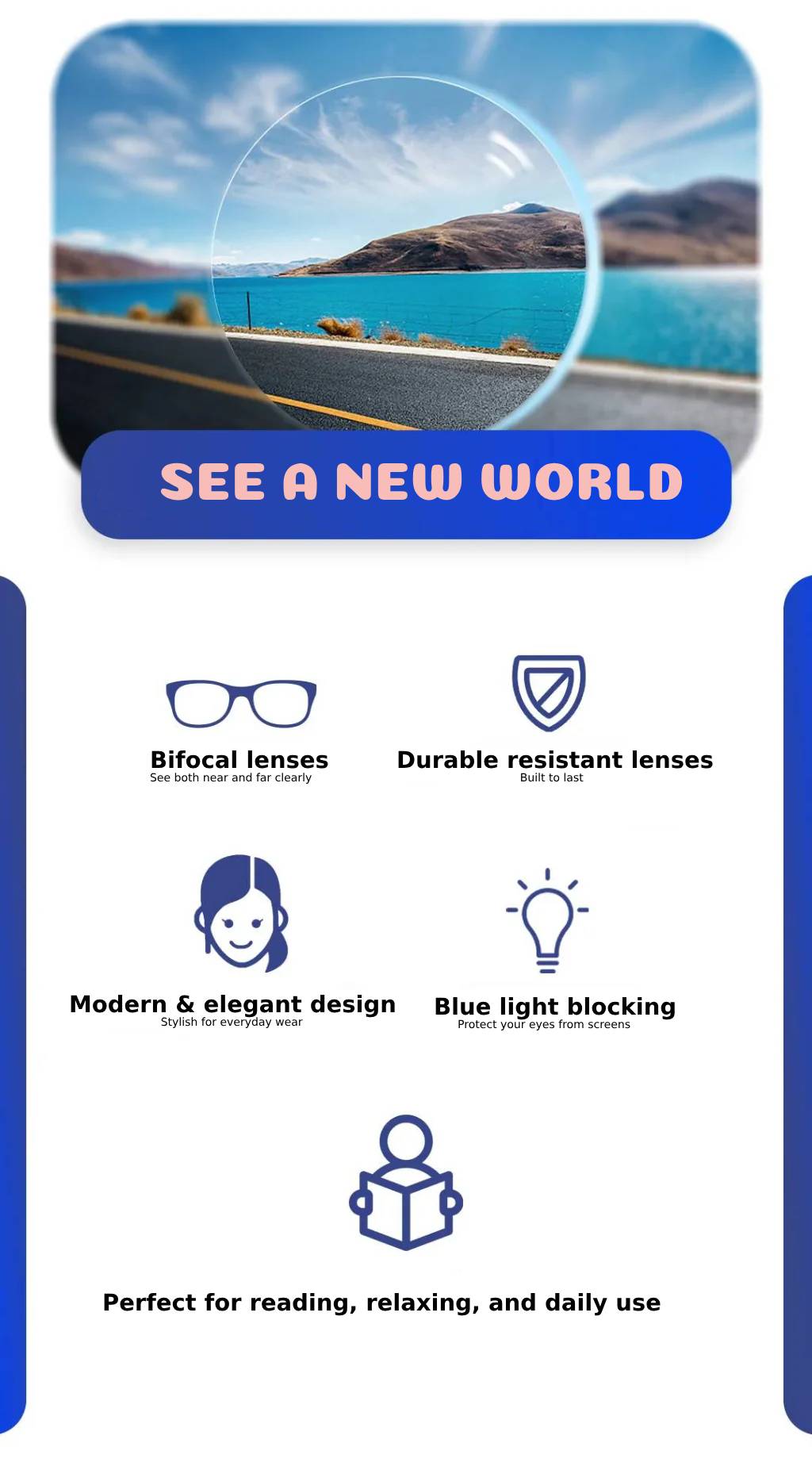 Unisex  Smart Reading Vision Glasses （Maximum 3 per order）